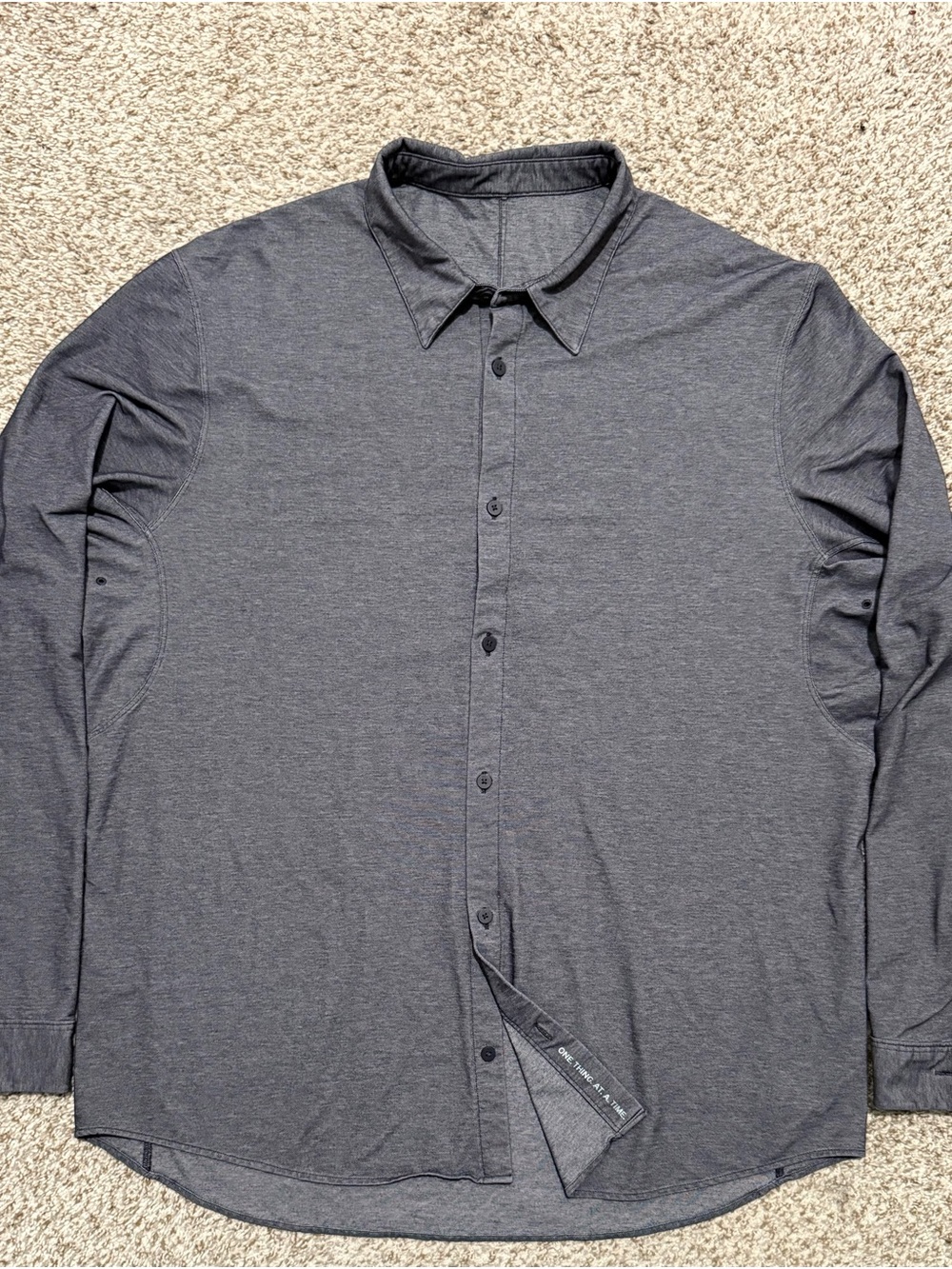 Lululemon XXL  Button Down Shirt Charcoal Gray Heather Performance Stretch.